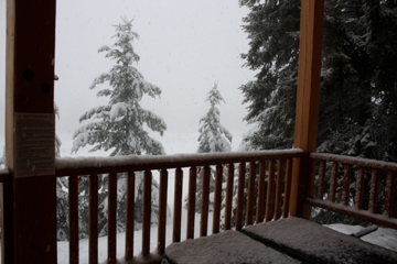 Hot tub in a snow storm